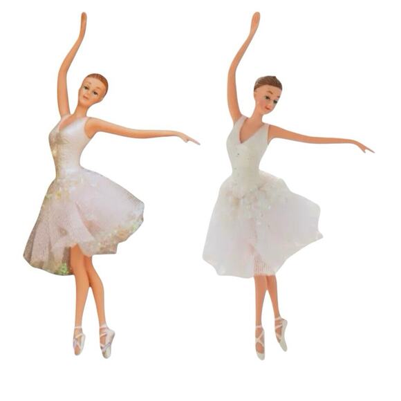 Ballerina Blonde Christmas Ornament Romantic White Leotard Tutu - Picture 2 of 3